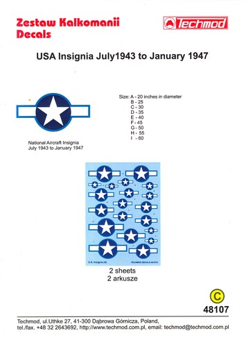 Techmod decals u s - decals, 1/48